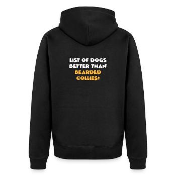 Bearded Collie - Unisex Premium Bio Zip Hoodie - Schwarz - Hinten - Nico (187cm)