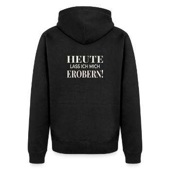 Aujourd’hui, je me suis laissé conquérir ! - Veste à capuche bio Premium Unisexe - noir - Dos - Nico (187cm)