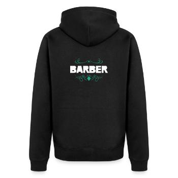 Barber Ornament Design - Unisex Premium Organic Zip Hoodie - black - Back - Nico (187cm)