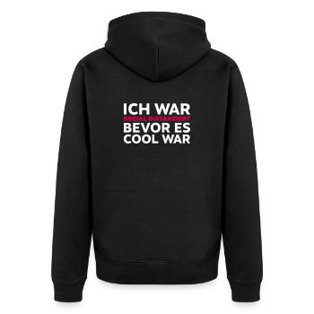 Sozial distanziert Spruch Introvertiert - Unisex Premium Bio Zip Hoodie - Schwarz - Hinten - Nico (187cm)