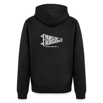 Fanclub Schulkind 2027 – Retro Wimpel Einschulung - Unisex Premium Bio Zip Hoodie - Schwarz - Hinten - Nico (187cm)