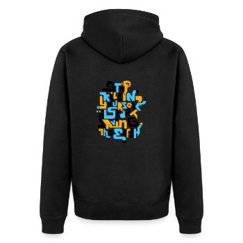 stopkillingyaself_3f - Unisex Premium Organic Zip Hoodie - black - Back - Nico (187cm)
