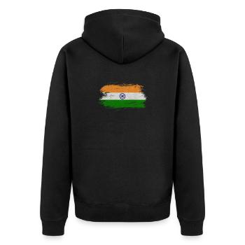 Indien Vintage Flagge / Geschenk Delhi Kalkutta - Unisex Premium Bio Zip Hoodie - Schwarz - Hinten - Nico (187cm)