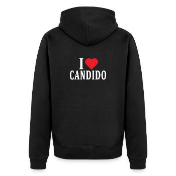 T-Shirt Ich liebe Candido T-Shirt Geschenkidee - Unisex Premium Bio Zip Hoodie - Schwarz - Hinten - Nico (187cm)