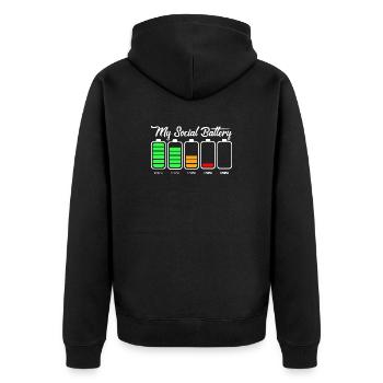 My Social Battery Icon Tee - Unisex Premium Organic Zip Hoodie - black - Back - Nico (187cm)
