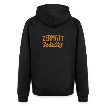 Lettrage valaisan de Zermatt dans un style vintage - Veste à capuche bio Premium Unisexe - noir - Dos - Nico (187cm)