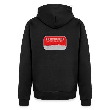 Vancouver Skyline Retro Red - Unisex Premium Organic Zip Hoodie - black - Back - Nico (187cm)