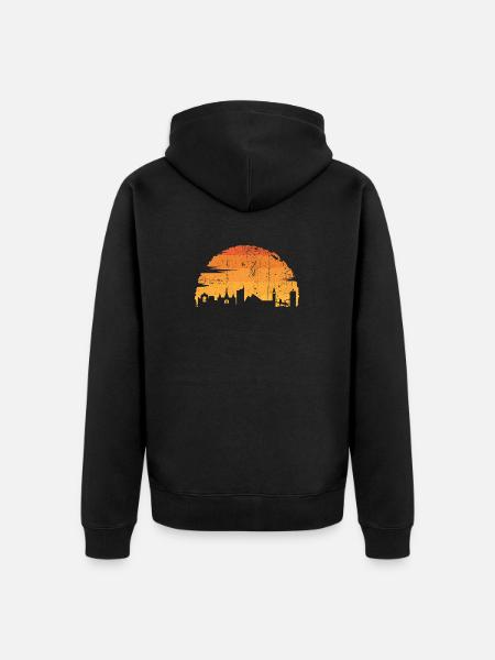 Sunset Skyline Rider - Unisex Premium Bio Zip Hoodie - Schwarz