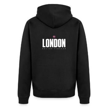 Drapeau britannique du bloc audacieux de Londres - Veste à capuche bio Premium Unisexe - noir - Dos - Nico (187cm)
