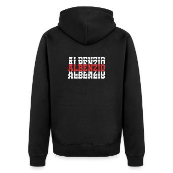 Albenzio t-shirt gift t-shirt stacked text - Unisex Premium Organic Zip Hoodie - black - Back - Nico (187cm)