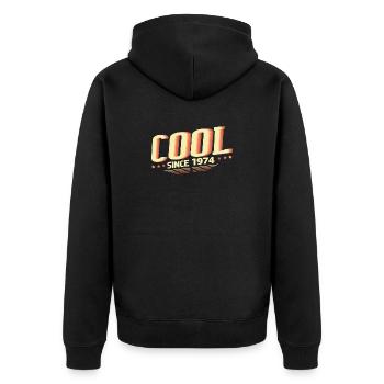 Cool since 1974 - Unisex Premium Organic Zip Hoodie - black - Back - Nico (187cm)