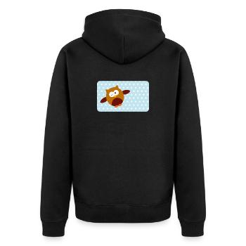 Funny Owl with Blue Asterisk | Customisable - Unisex Premium Organic Zip Hoodie - black - Back - Nico (187cm)