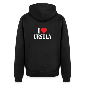 t-shirt I love Ursula t-shirt gift idea - Unisex Premium Organic Zip Hoodie - black - Back - Nico (187cm)