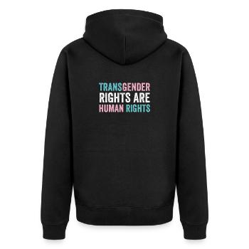 LGBTQ Pride Month - Transgender-Rechte sind menschlich R - Unisex Premium Bio Zip Hoodie - Schwarz - Hinten - Nico (187cm)