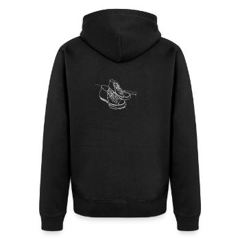 Sneaker-weiss - Unisex Premium Bio Zip Hoodie - Schwarz - Hinten - Nico (187cm)