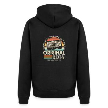 Original 2014 Jahrgang Retro Geburtstag Geschenk - Unisex Premium Bio Zip Hoodie - Schwarz - Hinten - Nico (187cm)