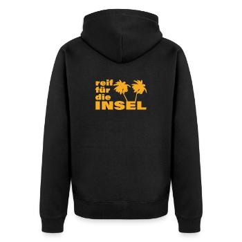 READY FOR THE ISLAND - Unisex Premium Organic Zip Hoodie - black - Back - Nico (187cm)