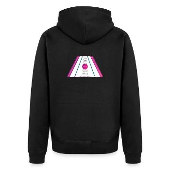 Hackbrett lila pink petrol gruen2 - Unisex Premium Bio Zip Hoodie - Schwarz - Hinten - Nico (187cm)