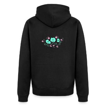 Pastelliger Blütenzauber - Unisex Premium Bio Zip Hoodie - Schwarz - Hinten - Nico (187cm)