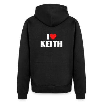 I love Keith Red Heart Romantic Name Fan - Unisex Premium Organic Zip Hoodie - black - Back - Nico (187cm)
