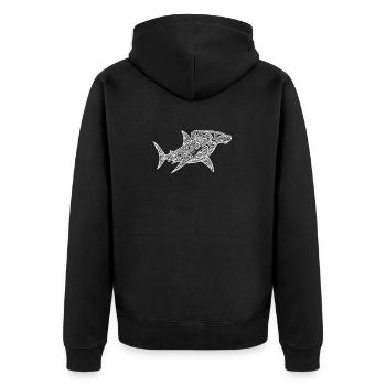 Hammerhai Tribal Maori Muster Ozean Geschenk - Unisex Premium Bio Zip Hoodie - Schwarz - Hinten - Nico (187cm)