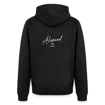 Alesund - Norway Flag Lettering - Norge - Norwegen - Unisex Premium Organic Zip Hoodie - black - Back - Nico (187cm)