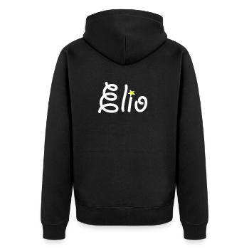 Elio - Unisex Premium Bio Zip Hoodie - Schwarz - Hinten - Nico (187cm)