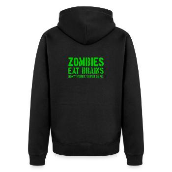 Les zombies mangent des cerveaux - Ne t’inquiète pas - tu es en sécurité - Veste à capuche bio Premium Unisexe - noir - Dos - Nico (187cm)