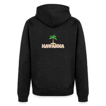 Geschenk für Havanna - Unisex Premium Bio Zip Hoodie - Schwarz - Hinten - Nico (187cm)