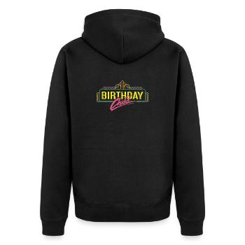 Birthday - Unisex Premium Bio Zip Hoodie - Schwarz - Hinten - Nico (187cm)