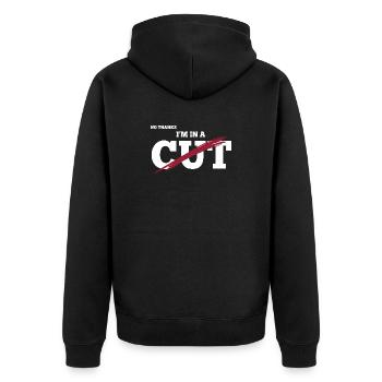 Schnittsaison Bei Reduziertem Kaloriendefizit - Unisex Premium Bio Zip Hoodie - Schwarz - Hinten - Nico (187cm)