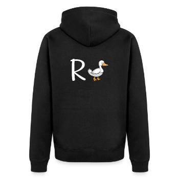 Rente - Unisex Premium Bio Zip Hoodie - Schwarz - Hinten - Nico (187cm)