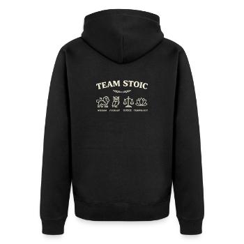Team Stoic Virtues - Unisex Premium Organic Zip Hoodie - black - Back - Nico (187cm)