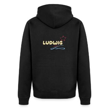 Ludwig - Unisex Premium Bio Zip Hoodie - Schwarz - Hinten - Nico (187cm)