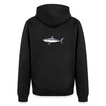 Tiburon cailon - Porbeagle shark- requin taupe - Unisex Premium Organic Zip Hoodie - black - Back - Nico (187cm)