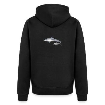 Spinner Delphin - Langschnauzendelfin - dauphin - Unisex Premium Bio Zip Hoodie - Schwarz - Hinten - Nico (187cm)