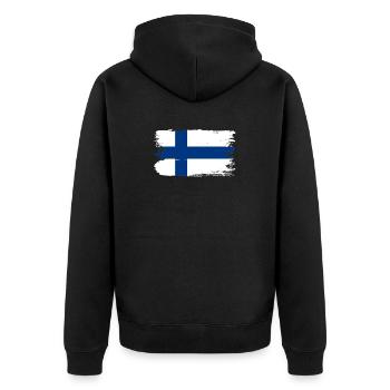 Pinselstrich der finnischen Flagge - Unisex Premium Bio Zip Hoodie - Schwarz - Hinten - Nico (187cm)