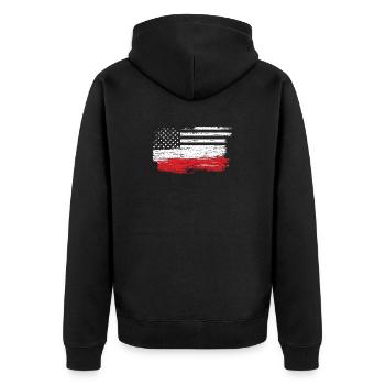 Brushed U.S. Flag Art - Unisex Premium Organic Zip Hoodie - black - Back - Nico (187cm)