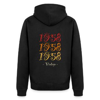 1958 vintage - Unisex Premium Organic Zip Hoodie - black - Back - Nico (187cm)