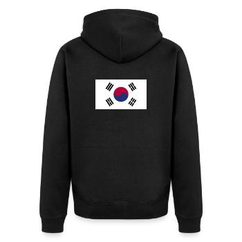 Korea Sud Flagge - Unisex Premium Bio Zip Hoodie - Schwarz - Hinten - Nico (187cm)