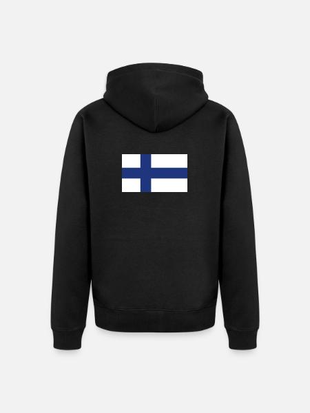 Finland National Flag - Unisex Premium Organic Zip Hoodie - black