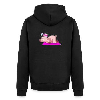 Gymnastique de fitness Yoga des cochons - Veste à capuche bio Premium Unisexe - noir - Dos - Nico (187cm)