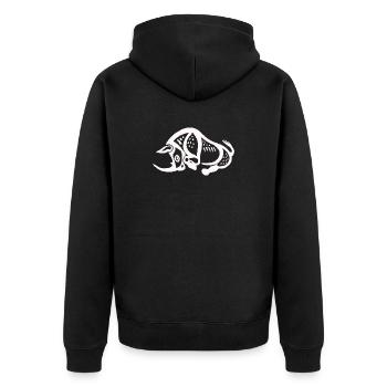Prähistorisches Nashorn - Weiß - Unisex Premium Bio Zip Hoodie - Schwarz - Hinten - Nico (187cm)