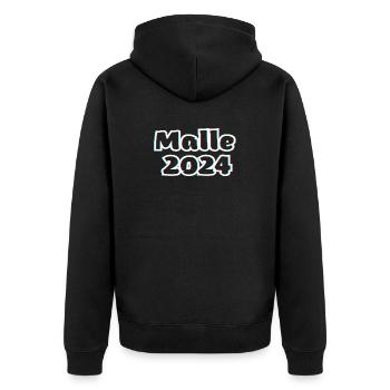 Malle 2024 - Unisex Premium Bio Zip Hoodie - Schwarz - Hinten - Nico (187cm)