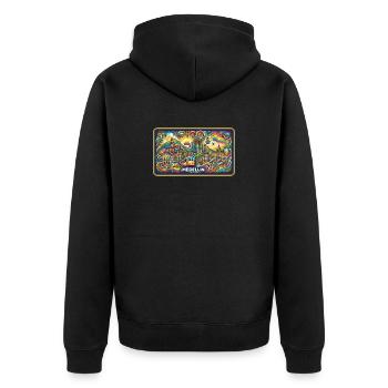 Medellin Kolumbien Stadt Design - Unisex Premium Bio Zip Hoodie - Schwarz - Hinten - Nico (187cm)