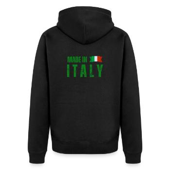 Made in Italy, Italian pride - Unisex Premium Organic Zip Hoodie - black - Back - Nico (187cm)