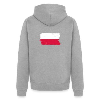 Drapeau polonais Coup de pinceau - Veste à capuche bio Premium Unisexe - gris chiné - Dos - Nico (187cm)