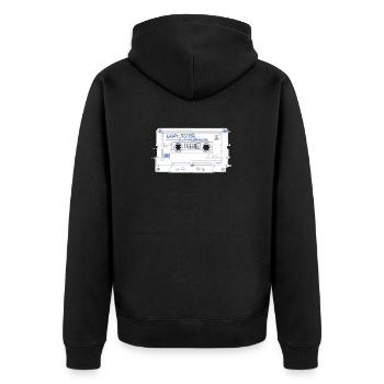 cassette outline - Unisex Premium Bio Zip Hoodie - Schwarz - Hinten - Nico (187cm)