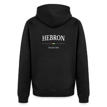Hebron Flagge Palästina - Unisex Premium Bio Zip Hoodie - Schwarz - Hinten - Nico (187cm)