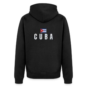 Kubanische Flagge, ich liebe Kuba - Unisex Premium Bio Zip Hoodie - Schwarz - Hinten - Nico (187cm)